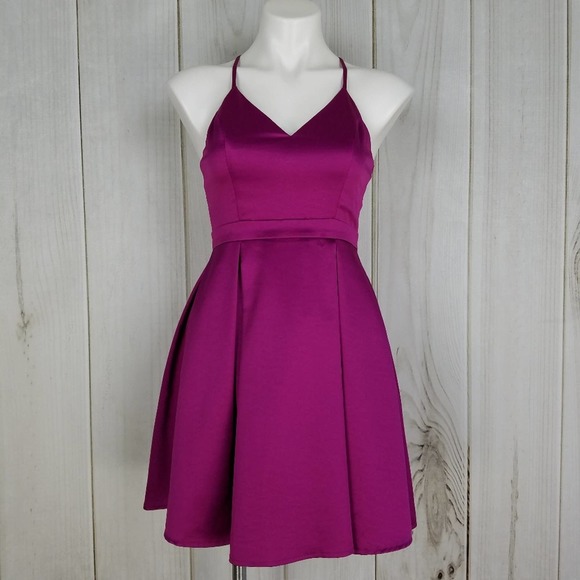 Lulu's Magenta Pink Strappy Mini Semi-formal Dress - Picture 1 of 11